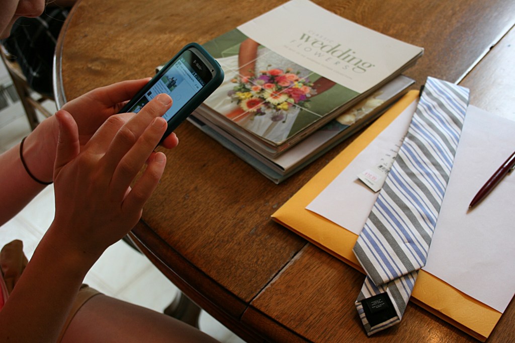 Choosing flowers is no easy task. Amber and Marc researched online and in books.