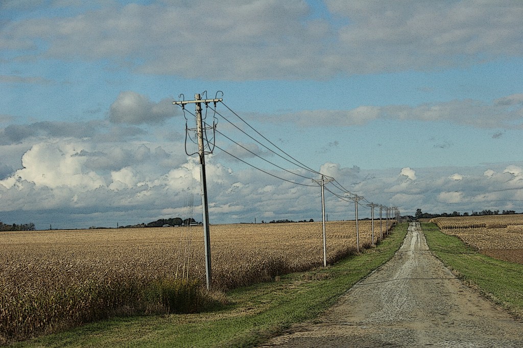Strong lines pull me in, lead me to wonder where that gravel road would take me.