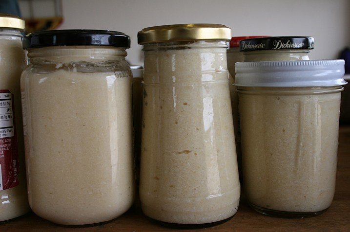 After hours of labor, the beautiful results. Creamy white horseradish.