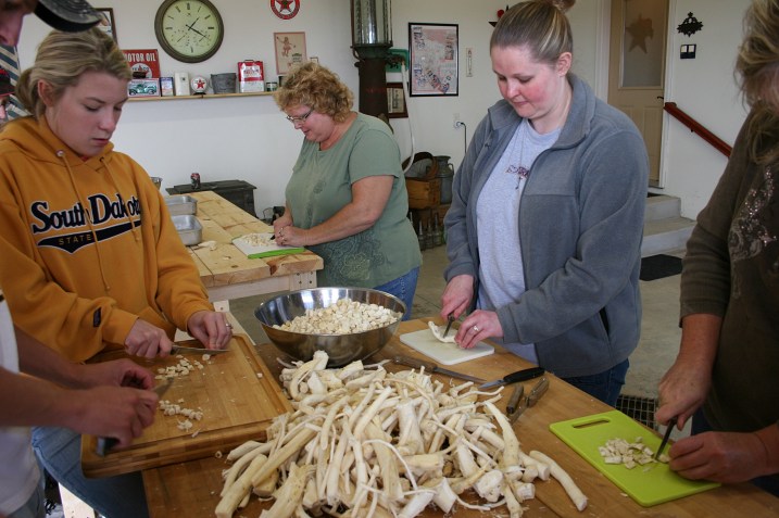 Lots of horseradish to cut in to small pieces.