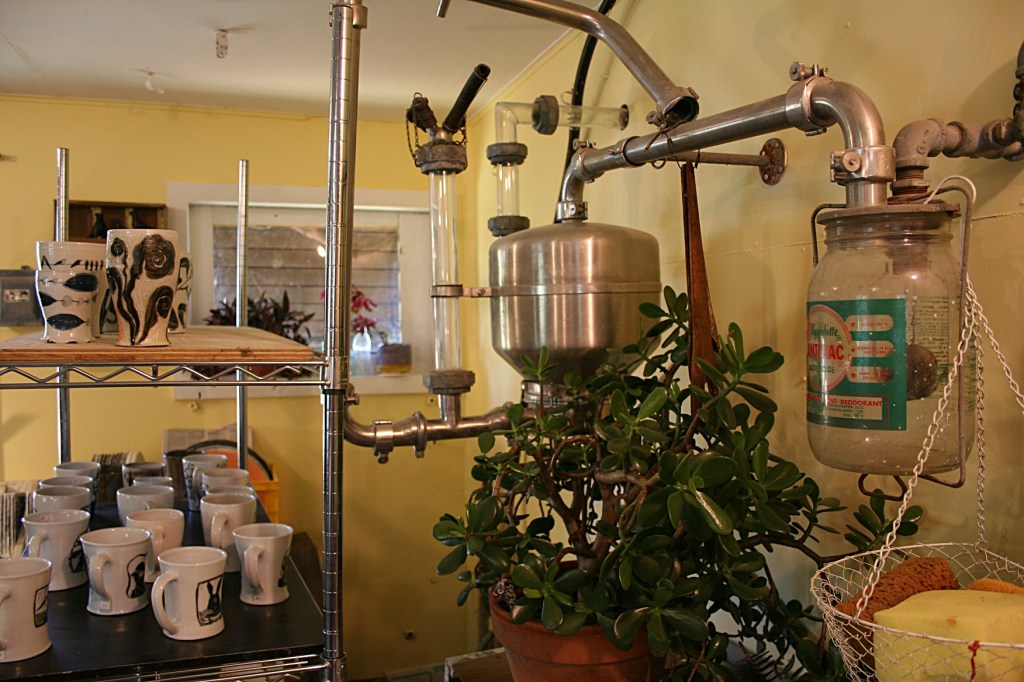 Milking equipment remains in the milkhouse.