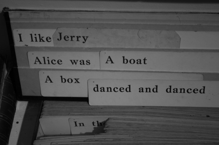 Flash cards in the one-room school.