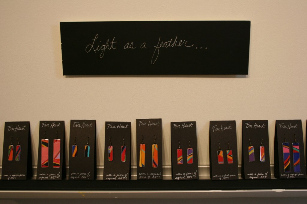 Free Heart's "light as a feather" earrings.