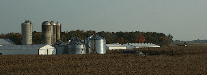 Harvest in progress near U.S. Highway 10 east of Appleton, Wisconsin.