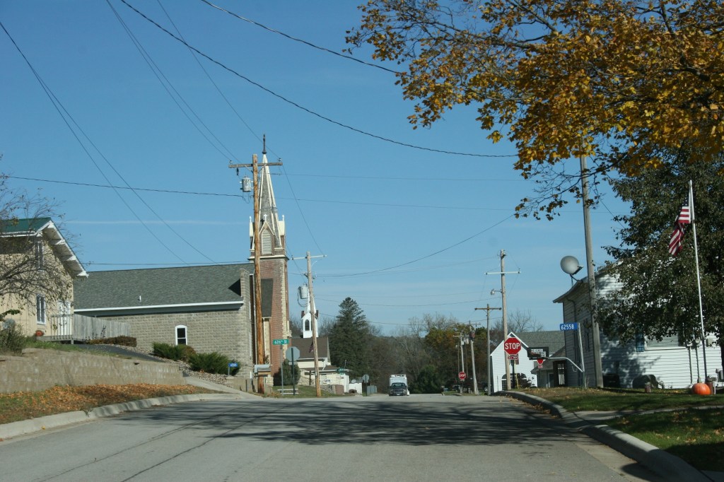 Driving into Theilman, we met a lot of trucks pulling horse trailers.