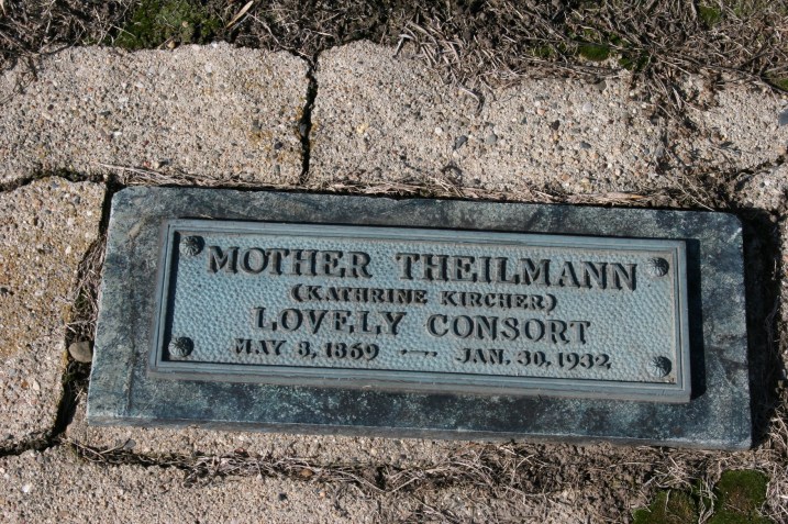 We walked the cemetery behind he wood-frame church and found numerous Theilman family graves, including this one. It drew my attention for the words, "lovely consort."