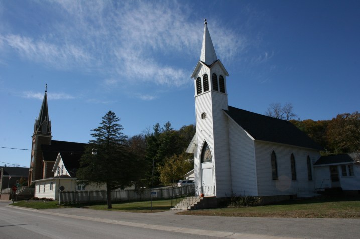 Theilman's two churches. I believe the wood one is now a private residence as no sign marked it as a sanctuary.