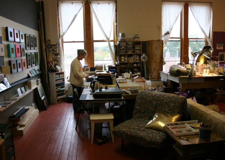 The beautiful studio space of MRG Arts and Full Bloom Beadworks, 101 E. 5th St., Northfield. Maryrose Gondeck is on the left, Sue Hammes-Knopf on the right.