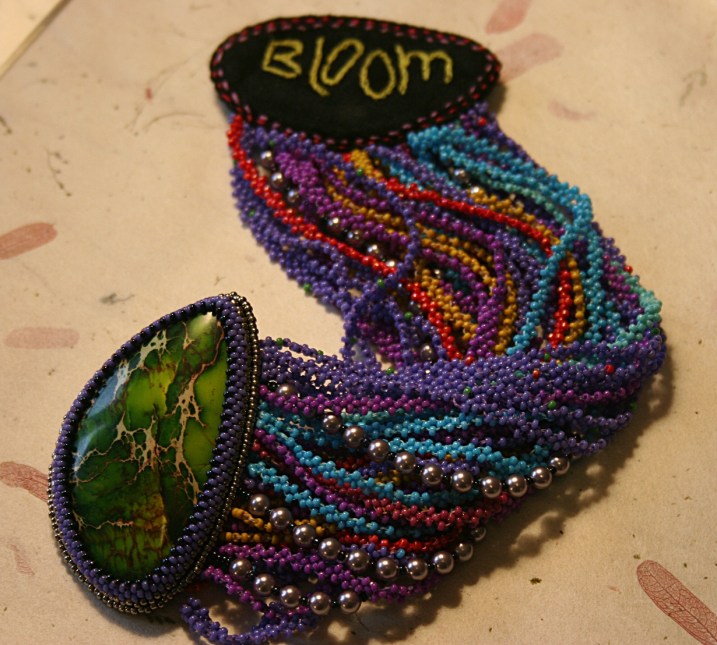 A stunning beaded bracelet created by Sue.