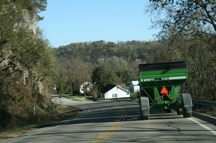 Millville, tractor and wagon entering