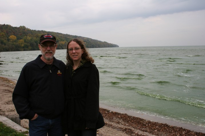 Miranda and her dad, along the shore of Lake Winnebago near Appleton, when we last visited in October.