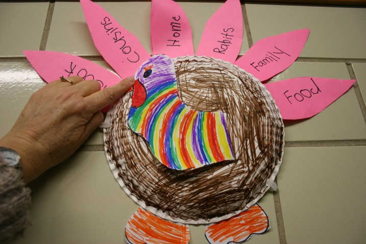 The turkey's head was flopping down, so I used my left hand to hold the head in place and then snap this photo.