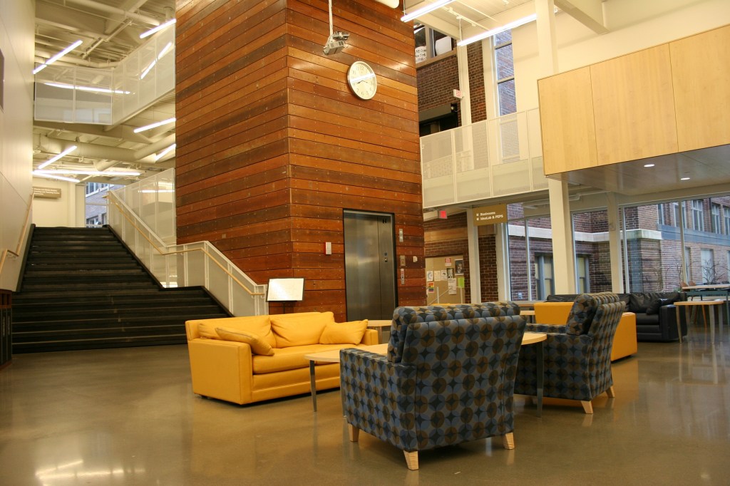 Cozy spots for conversation in the Commons.