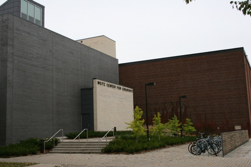 Near the entrance to the Weitz Center Commons area.