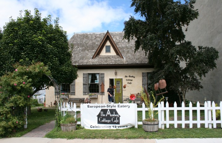 My husband, Randy, exits The Amboy Cottage Cafe on a Friday afternoon in July.