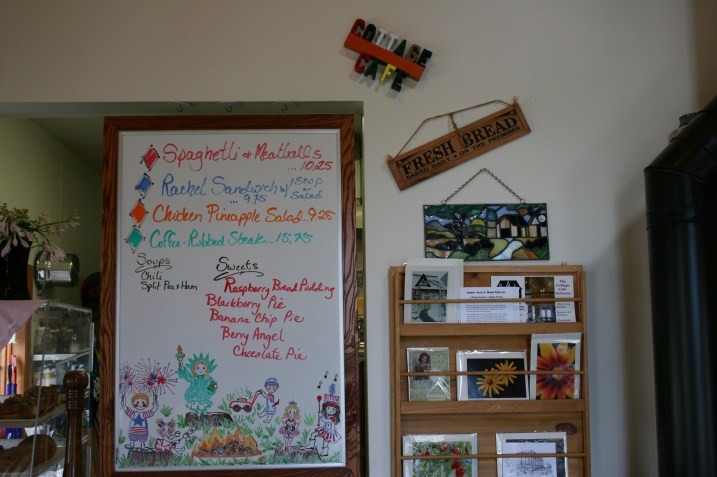 The day's specials and other offerings noted on a menu board.