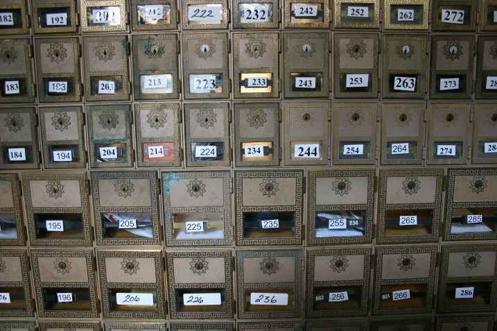 Garden City post office, boxes