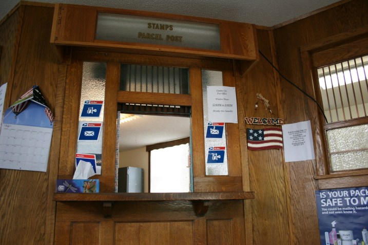 Garden City post office, inside window