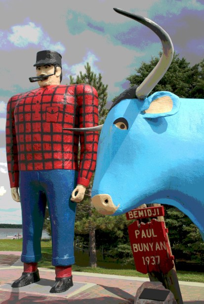 Legendary Paul Bunyan and Babe the Blue Ox in Bemidji, Minnesota. Minnesota Prairie Roots edited file photo.