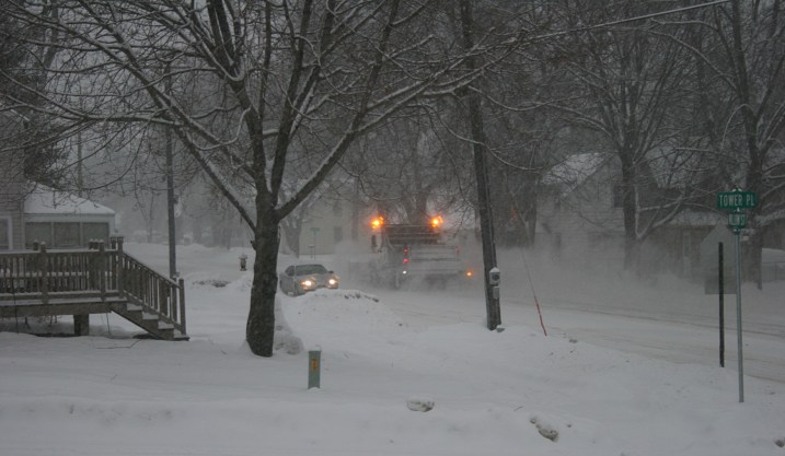Snow has been falling at a steady pace in Faribault for several hours as shown in this image from my neighborhood.