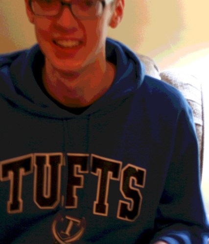 My son in a Tufts University sweatshirt. Edited Minnesota Prairie Roots photo.