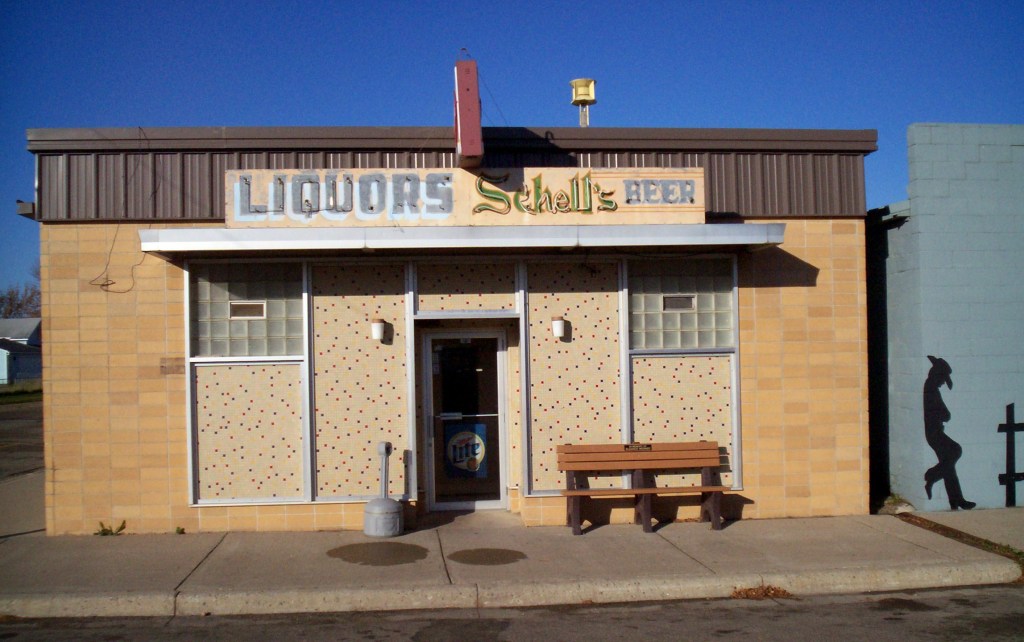 In my hometown on the southwestern Minnesota prairie, the Vesta Municipal Liquor Store. I've always loved the exterior look of this building.