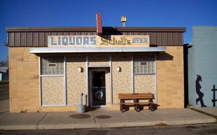 In my hometown on the southwestern Minnesota prairie, the Vesta Municipal Liquor Store. I've always loved the exterior look of this building.