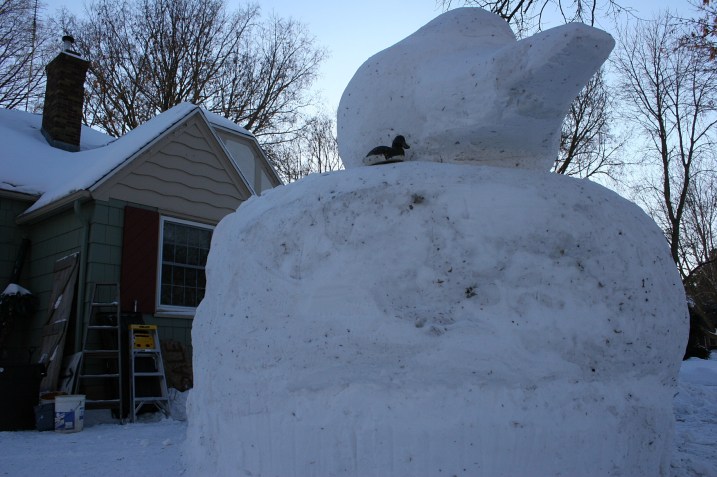 Gazing up at one mighty duck.