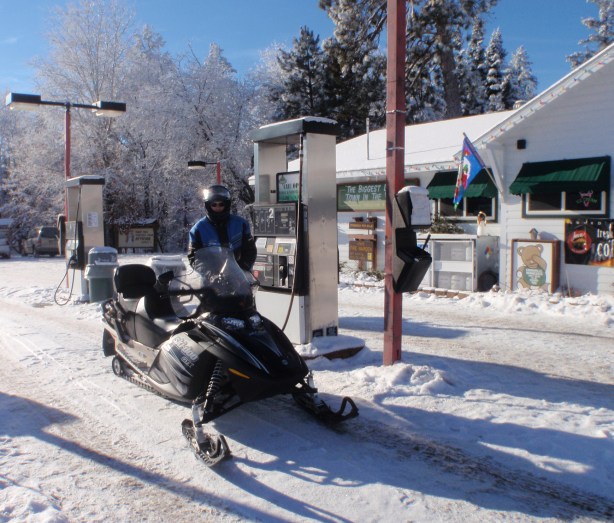 Snowmobilers frequently stop in Emmaville.