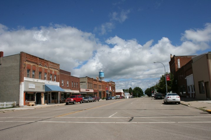Looking down Maine Street in Amboy, Minnesota.