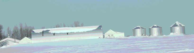 A farm site near Montgomery lost in a sea of snow.