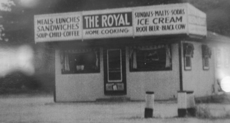 A photo of a photo showing The Royal as it once appeared.