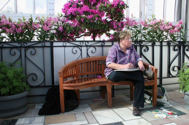 Or create art like this member of the Metro Sketchers working in the Sunken Garden.