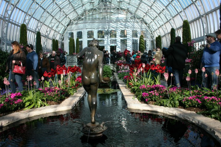 Lines of people streamed through the Sunken Garden, by far the most crowded space.