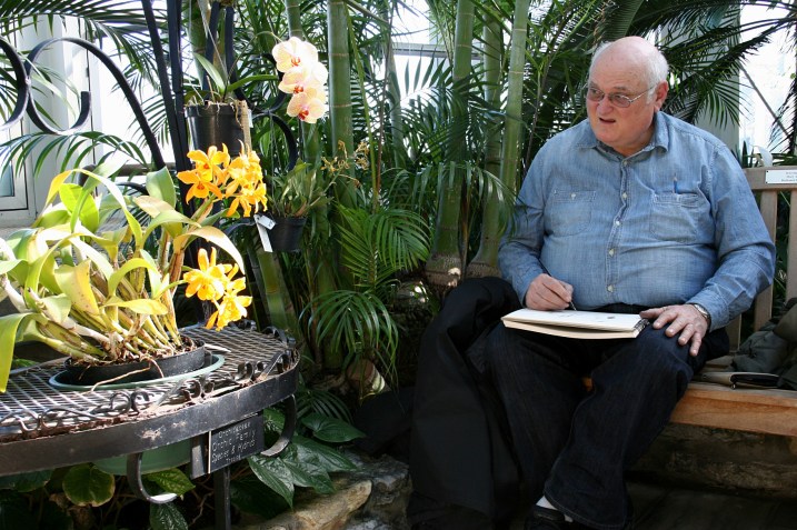 Thomas Winterstein of St. Paul sketches a scene in the Palm Dome.