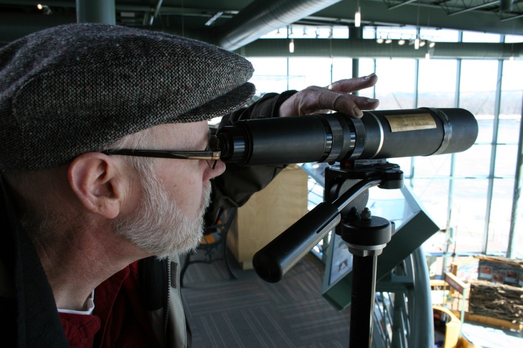 You'll find binoculars throughout the eagle center.