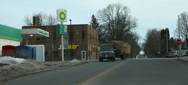 A scene in downtown Kenyon Sunday afternoon emphasizes this town's ag base.