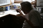 Lenten soup luncheon, Elsie eating&nbsp;soup