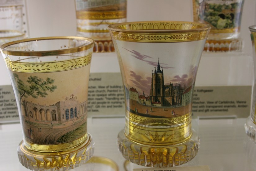 History and art detailed on glasses.