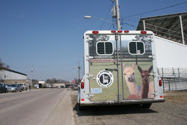 One of many trailers parked around the Four Seasons Centre.