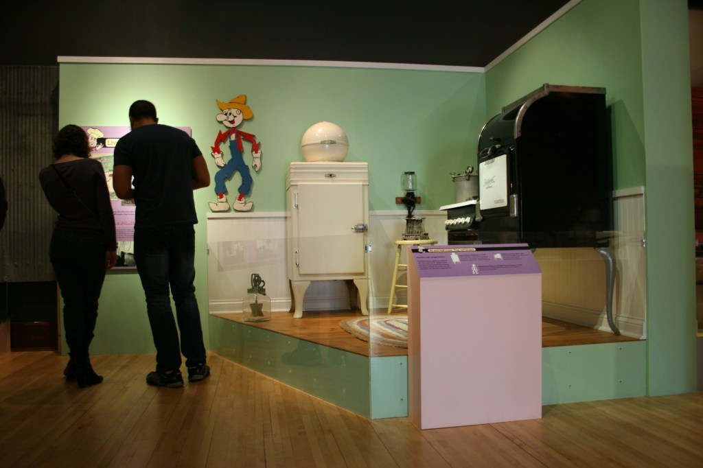 A section on electricity highlights Appleton as having the first home electrified by water power in 1882. And, yes, that's Reddi Kilowatt there on the wall.