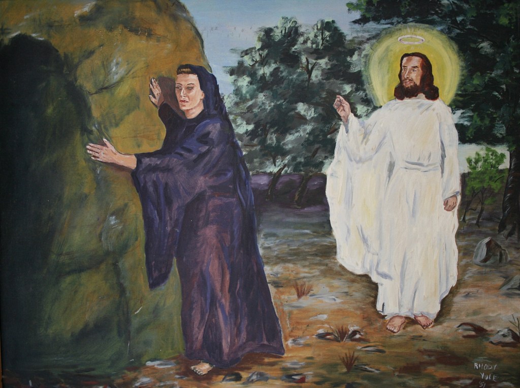 "The Risen Lord," painted in by my artist friend, Rhody Yule of Faribault, who dies in June 2011 at the age of 92.