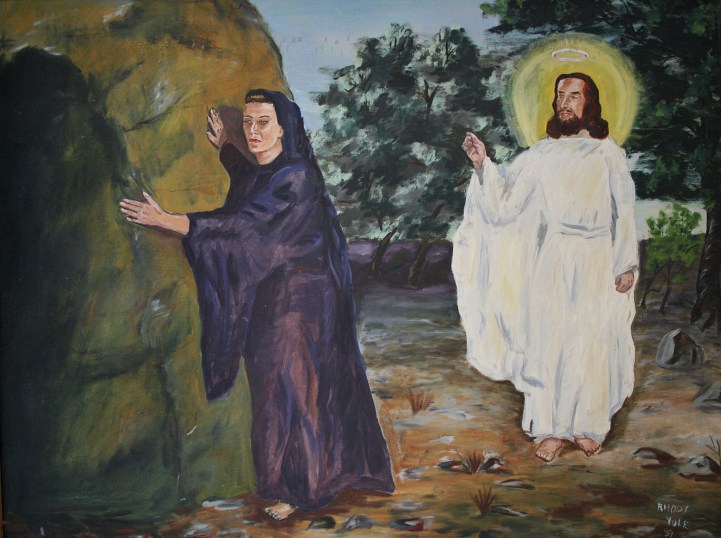 "The Risen Lord," painted in by my artist friend, Rhody Yule of Faribault, who dies in June 2011 at the age of 92.