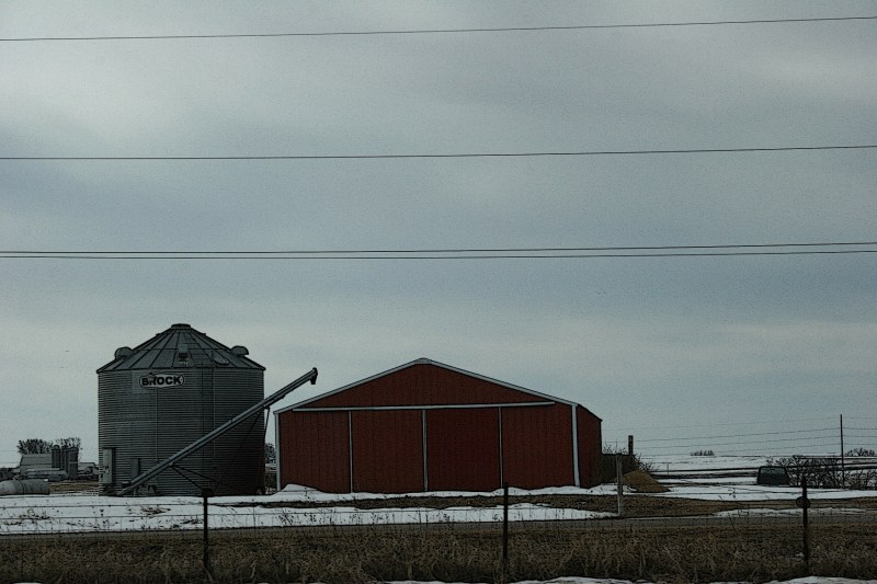 Rural Minnesota, machine shed and bin