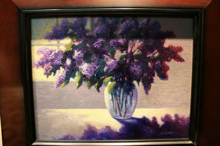 Jeanne Licari's absolutely stunning interpretation of my poem. Her "Lilacs on the Table" is oil on mounted linen.