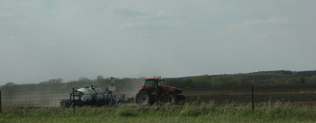 Working the land somewhere along Interstate 90 in southeastern Minnesota.
