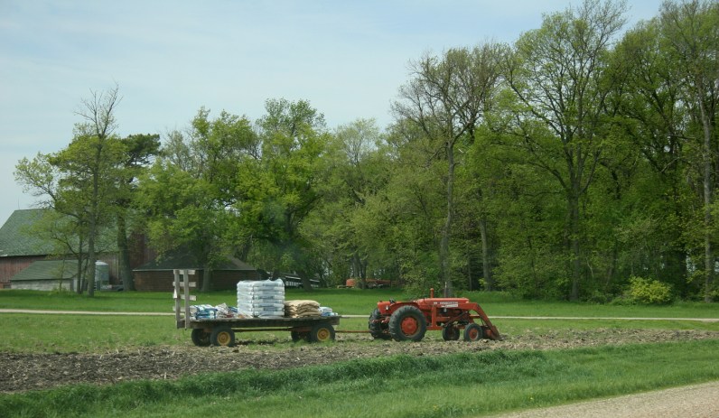 Field work, bags on wagon, west of new Ulm