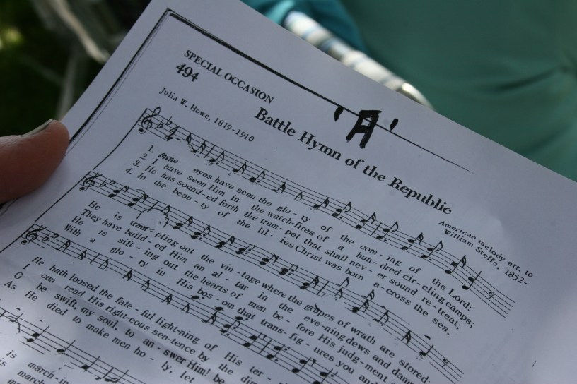 Song sheets are distributed to those in attendance and then collected at the end of the program.