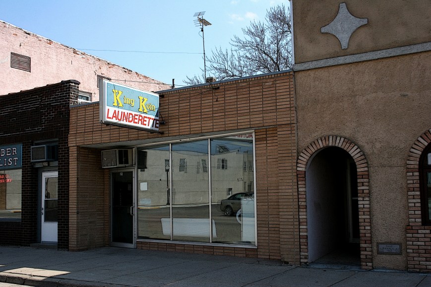 Classic vintage signage on the King Koin Launderette.