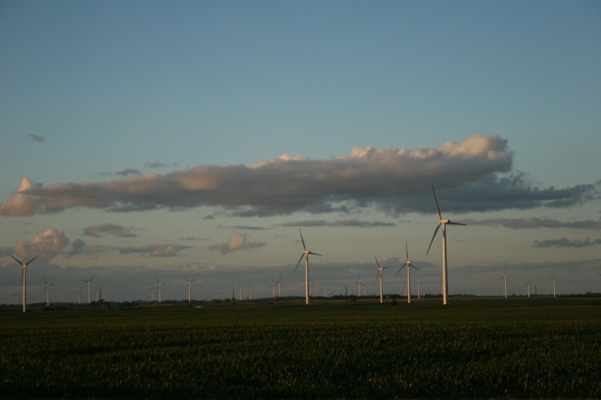 Wind turbines in extreme southwestern Minnesota. Minnesota Prairie Roots file photo, July 2013.